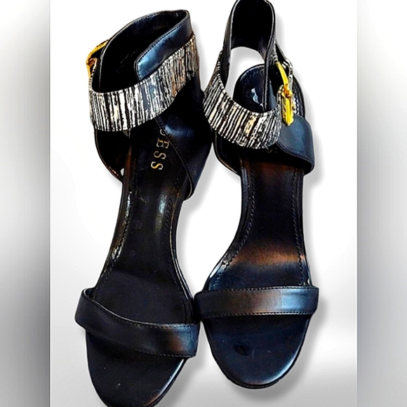 OPEN TOE STILLETO STYLE STRAP HEELS BY GUESS EXCELLENT CONDITION - Picture 3 of 11